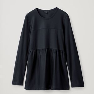 COS Gathered Cotton Top Size L